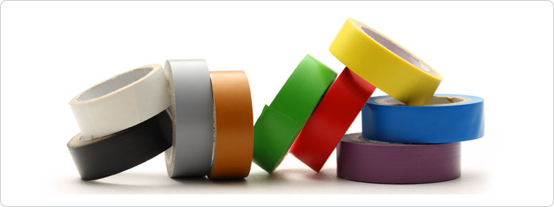 Color-coded packing tape used to organize moving