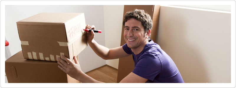 Man packing and organizing for his move